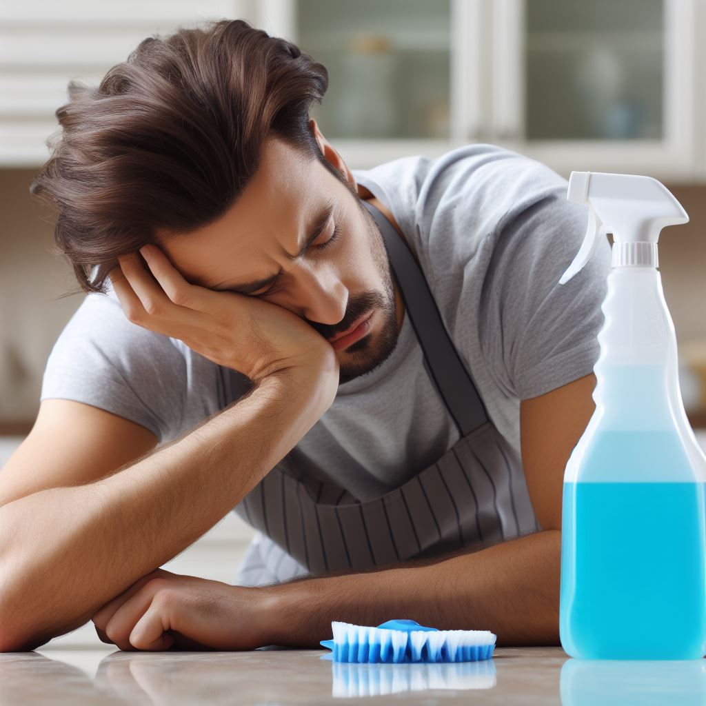 Tired housekeeper