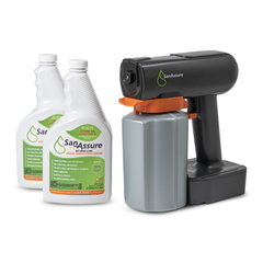 San-Assure Electrostatic Sprayer and (2) 32oz bottles of sanitizing solution