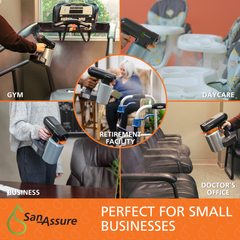 San-Assure Electrostatic Spryer is Perfect for Small Businesses like gyms, daycares, retirement facilities, doctor's offices and more.